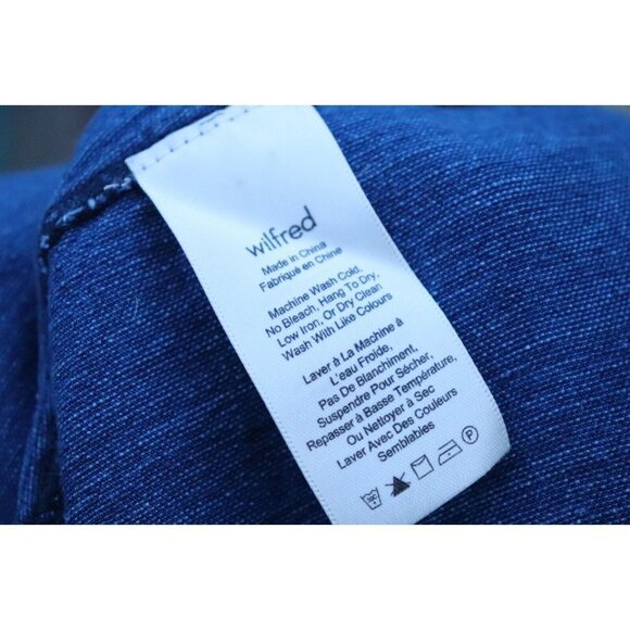 Wilfred Women's US2 Blue Moroccan Pinafore Dress Linen Cross Back Pckt Midi $178 - Picture 5 of 8